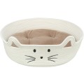 Culcus Pisici Soft, 45 cm, Alb/Maro Deschis