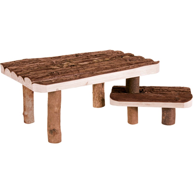 Adapost si Platforma cu Trepte pentru Rozatoare, Lemn, 37 x 17 x 28 cm