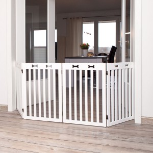 Bariera pentru Caini, 4 Elemente, MDF, 60-160 x 75 cm, Alb