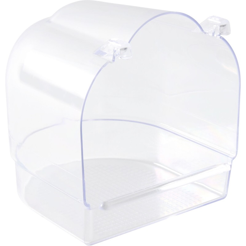 Cadita Acoperita pentru Pasari, Plastic, Semicerc, Transparent, 13 x 12 x 13 cm