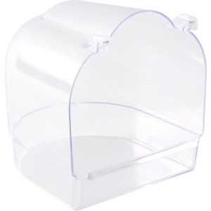 Cadita Acoperita pentru Pasari, Plastic, Semicerc, Transparent, 13 x 12 x 13 cm