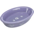 Castron Ceramic Oval pentru Pisici, 0.2 l/15 x 10 cm, Diverse Culori
