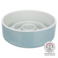 Castron Ceramic pentru Hranire Lenta, Gri/Albastru, Dimensiune ø 17 cm/0.9 l
