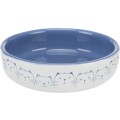 Castron Ceramic Pentru Pisici, 0.3 l/ 15 cm, Albastru/Alb