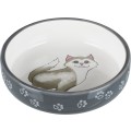 Castron Ceramic Pentru Pisici, 0.3 l/ 15 cm, Gri