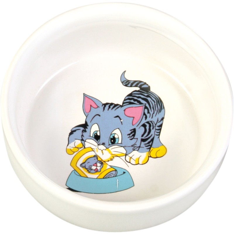 Castron Ceramic Pentru Pisici, 0.3 l/11 cm, Alb