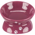 Castron Ceramic pentru Pisici, Ridicat, 0.15 l/ø 13 cm, Culoare Bordo
