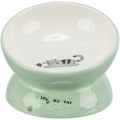Castron Ceramic Pentru Pisici, Ridicat, Forma Ergonomica, 0.15 l/Ã¸ 13 cm, Verde Salvie/Alb
