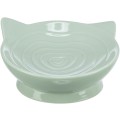 Castron Ceramic Pentru Pisici, Viviana, Ridicat, Forma Ergonomica, 0.15 l/Ã¸ 14 cm, Verde Salvie