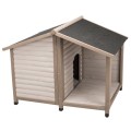 Casuta Lodge din Lemn pentru Caini, M-L: 130 x 100 x 105 cm, Gri