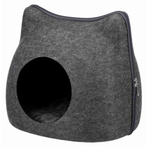 Cos Soft cu Fermoar, Forma Cap Pisica, 38 x 35 x 37 cm, Antracit