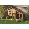 Cusca de Exterior pentru Rozatoare, cu Spatiu de Joaca, Lemn, 151 x 107 x 80 cm, Maro