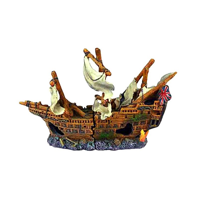 Decor Pentru Acvariu, Barca Naufragiata, 25 cm