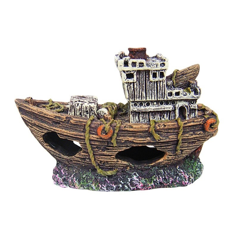Decor pentru Acvariu, Nava Naufragiata, 8.5 x 3.5 x 5.5 cm