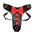 Ham Bowtie-Papion, Piele Naturala, Negru/Rosu, Produs Redus, Marime L