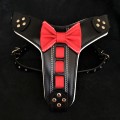 Ham Bowtie-Papion, Piele Naturala, Negru/Rosu, Produs Redus, Marime M