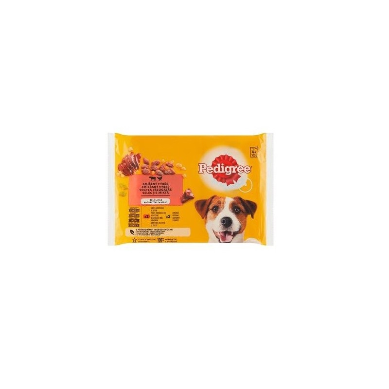 Hrana Umeda pentru Caini, Pedigree Adult, Vita/Ficat/Pasare, 4 x 100 g