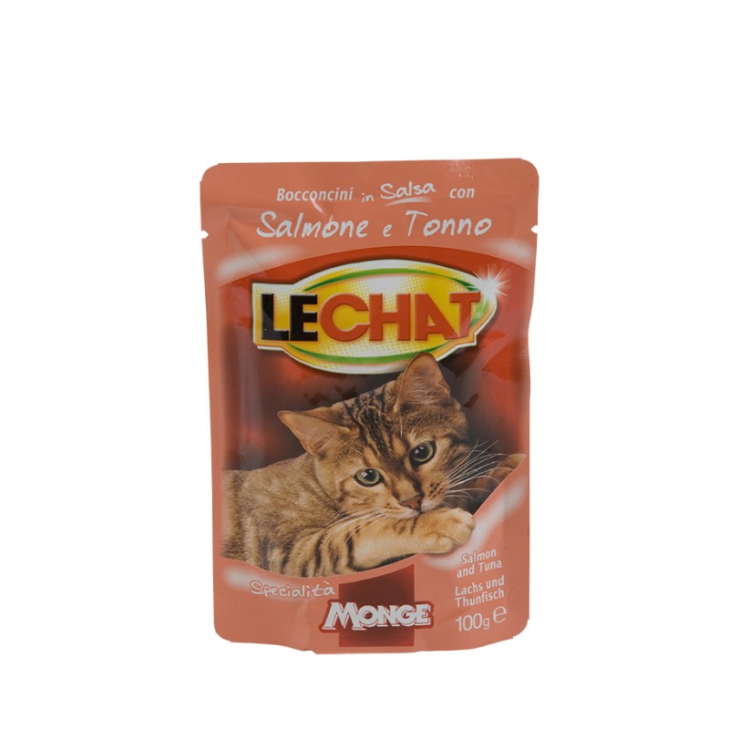 Hrana Umeda Pentru Pisici, LeChat, Cu Somon Si Ton, 100 g	
