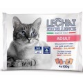Hrana Umeda pentru Pisici, LeChat Excellence Adult, cu Vita/Somon In Sos, 4 x 100 g	