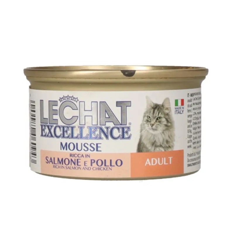 Hrana Umeda Pentru Pisici, LeChat Excellence Adult, Mousse Cu Somon/Pui, 85 g	