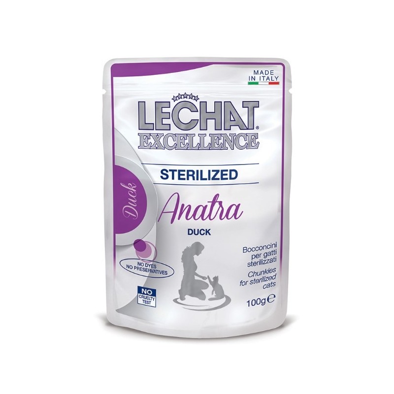 Hrana Umeda Pentru Pisici, LeChat Excellence Steril, Cu Rata, 100 g	