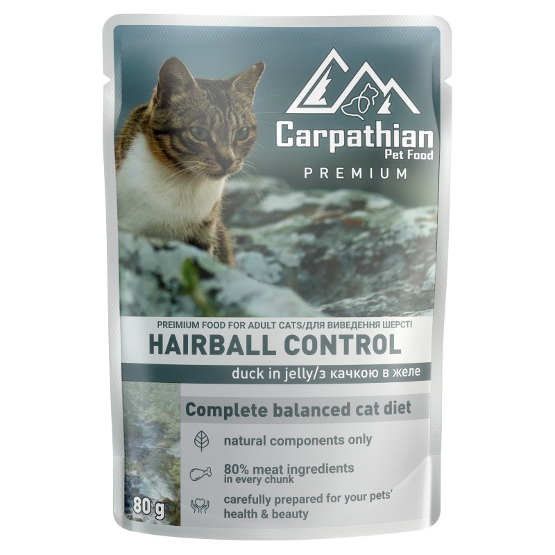 Hrana Umeda Pentru Pisici, Premium Adult, Hairball Control, Cu Rata In Jeleu, 80 g	