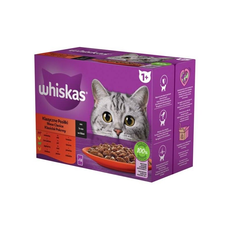 Hrana Umeda pentru Pisici, Whiskas Adult, Mese Clasice In Sos, 12 x 85 g