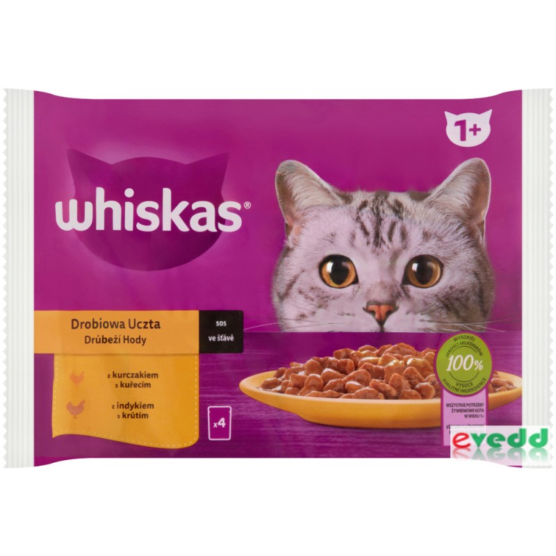 Hrana Umeda pentru Pisici, Whiskas Adult, Selectii din Carne de Pasare, 4 x 85 g