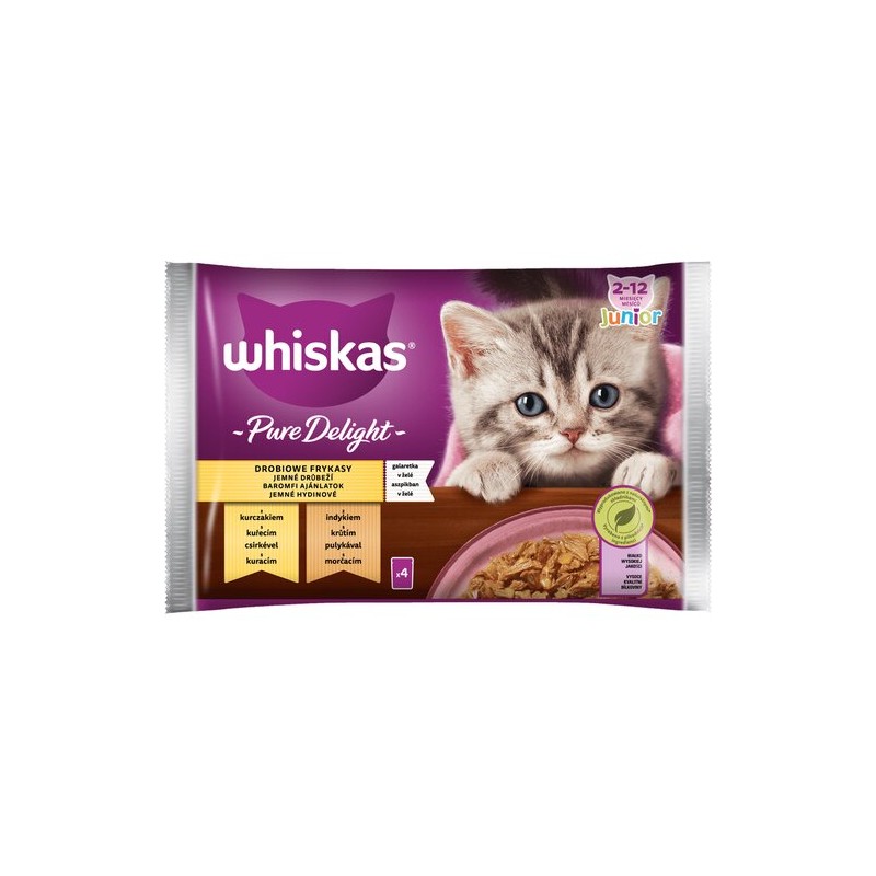 Hrana Umeda pentru Pisici, Whiskas Junior Pure Delight, 4 x 85 g
