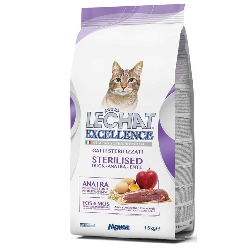 Hrana Uscata Pentru Pisici, LeChat Excellence Steril, Cu Rata, 1.5 kg	