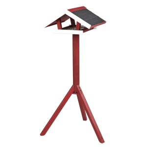 Hranitor Exterior, Tip Casuta cu Suport, Lemn, 46 x 22 x 44 cm/1.15 m, Rosu/Alb