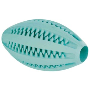 Jucarie Pentru Caini, Denta Fun, Minge Rugby, Aroma Menta, Cauciuc, 11 cm