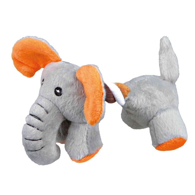 Jucarie Pentru Caini, Elefant Cu Sfoara, Plus, Cu Sunet, 17 cm