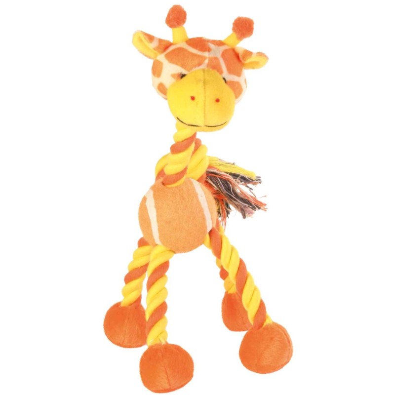 Jucarie Pentru Caini, Girafa Cu Minge Tenis Si Sfoara, 28 cm