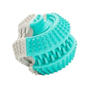 Jucarie Pentru Caini, HipHop, Dental, Minge Bicolora, Aroma Menta, Cauciuc, 6 cm, Verde Menta/Gri