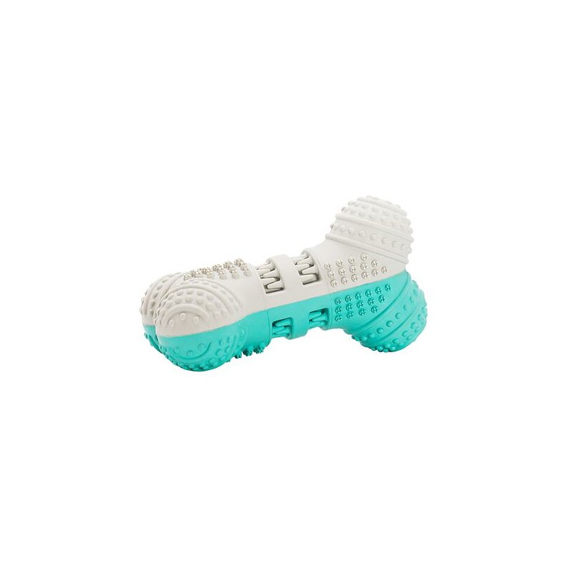 Jucarie Pentru Caini, HipHop, Dental, Os Bicolor, Aroma Menta, Cauciuc, 10 cm, Verde Menta/Gri