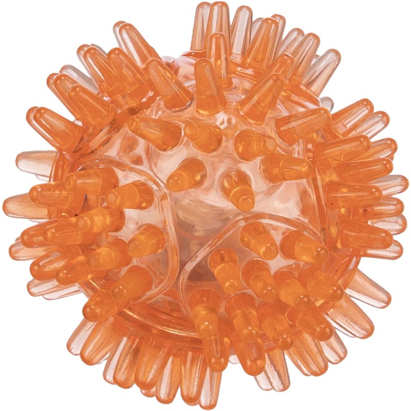 Jucarie Pentru Caini, Minge Arici Luminoasa, 5 cm, Portocaliu
