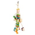 Jucarie pentru Pasari, Pandativ din Lemn si Hartie, Multicolor,15 x 15 x 53 cm