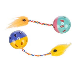 Jucarie Pentru Pisici, Set 2 X Mingi Zornaitoare Cu Codite , 4 cm