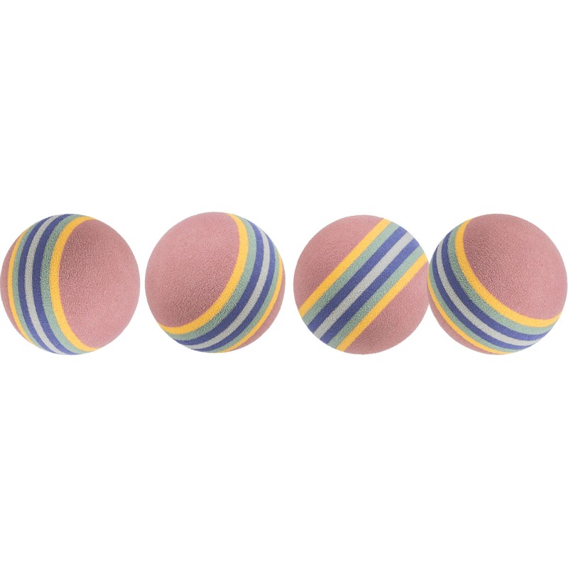 Jucarie Pentru Pisici, Set 4 X Mingi Curcubeu, 4 cm