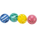 Jucarie Pentru Pisici, Set 4 X Mingi Plastic, Cu Clopotel, 4 cm
