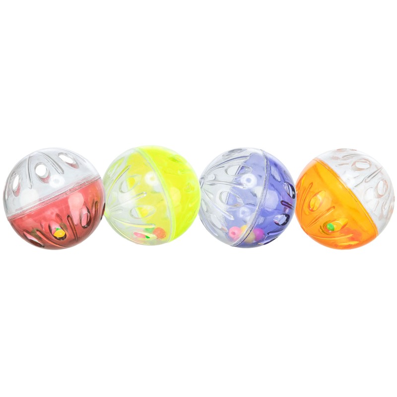 Jucarie Pentru Pisici, Set 4 X Mingi Plastic, Cu Zornaitoare, 4.5 cm