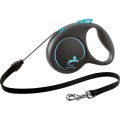 Lesa Retractabila Black Design, Snur, Albastru, Marime M: 5 m/Pana la 20 kg