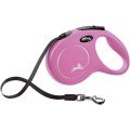Lesa Retractabila Classic, Banda, Roz, Marime M: 5 m/Pana la 25 kg