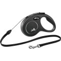 Lesa Retractabila Classic, Snur, Negru, Marime S: 5 m/Pana la 12 kg