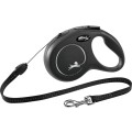 Lesa Retractabila Classic, Snur, Negru, Marime S: 8 m/Pana la 12 kg