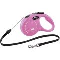 Lesa Retractabila Classic, Snur, Roz, Marime S: 5 m/Pana la 12 kg
