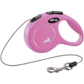 Lesa Retractabila Classic, Snur, Roz, Marime XS: 3 m/Pana la 8 kg
