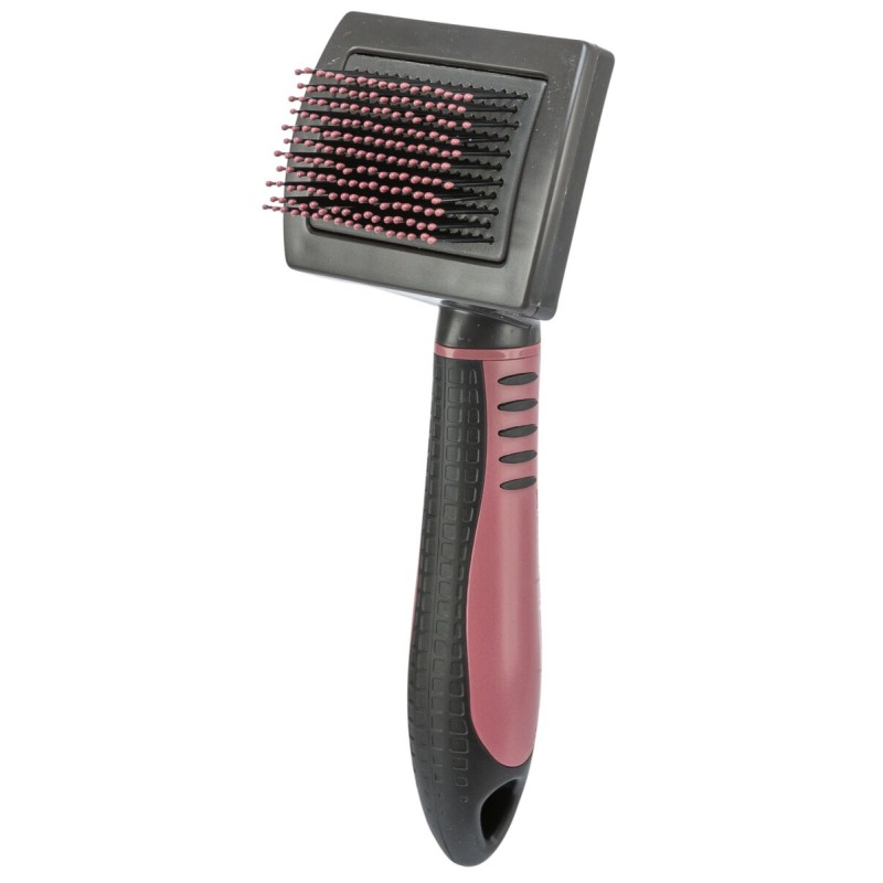 Perie Tesala Soft, Maner Plastic/Peri Plastic, 7 x 16 cm, Roz/Negru
