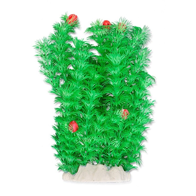 Planta Artificiala Pentru Acvariu, 20 cm, Verde/Rosu